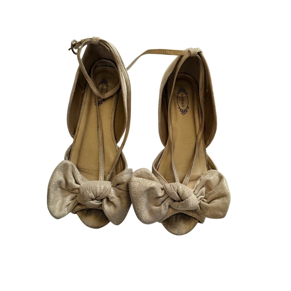 Joyfolie Lucia Gold Suede Heels - Youth Size 3 Dress Shoes